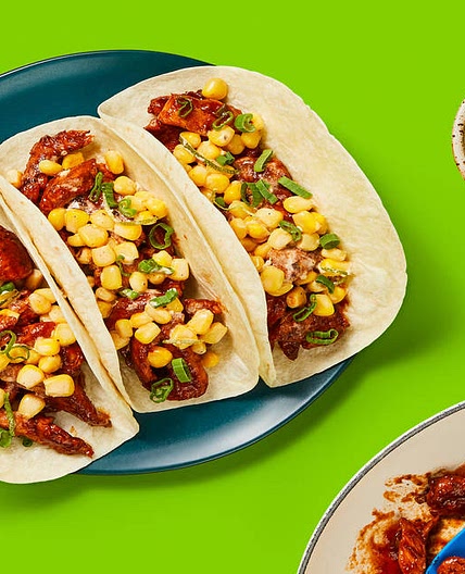 One-Pan Chicken Tinga Tacos with Corn Salad