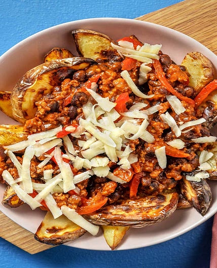 Mexican Style Beef Loaded Wedges with Cheddar, Black Beans and Pepper