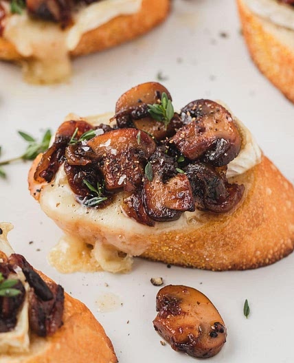 Roasted Mushroom and Brie Crostini