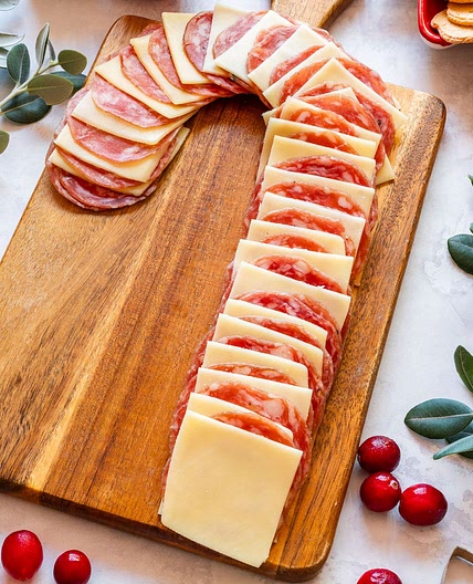 Candy Cane Ham and Cheese Board
