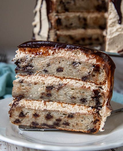 Banana Chocolate Chip Cake with Peanut Butter Frosting