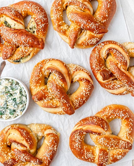 Spinach Artichoke Stuffed Pretzels