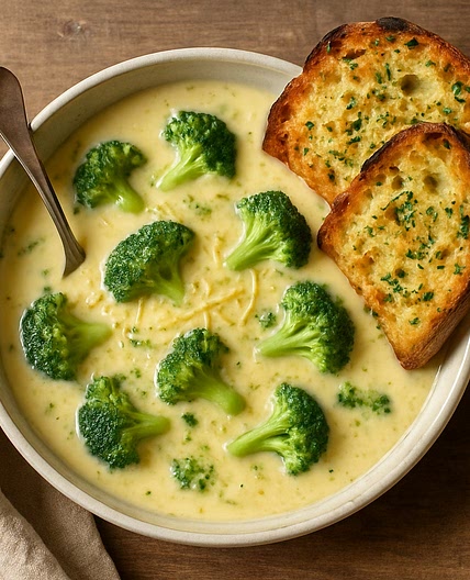 Broccoli & Cheese Soup with Garlic Sourdough
