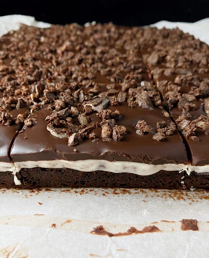 After Eight Brownies with Fondant and Chocolate Ganache