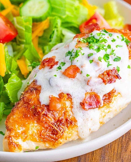 Parmesan Chicken with Creamy Bacon Sauce