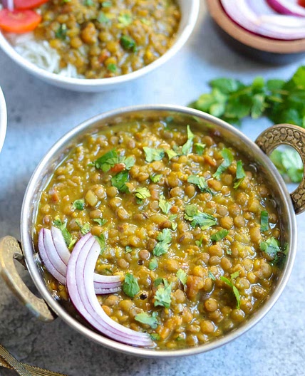 Whole Masoor Dal Recipe (Brown Lentils Curry)