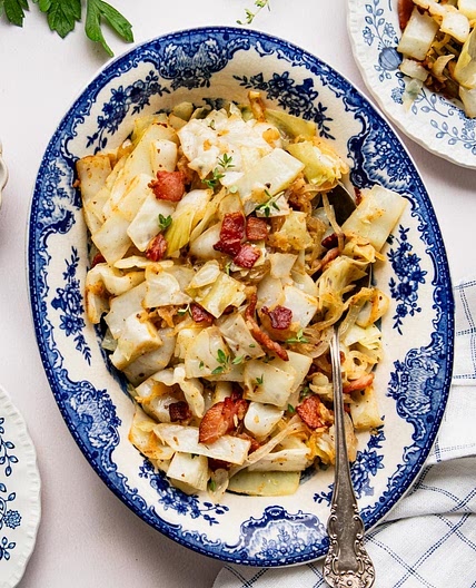 Fried Cabbage with Apples and Bacon