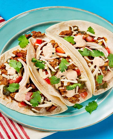 Pork Carnitas Tacos with Pickled Onion & Monterey Jack Cheese