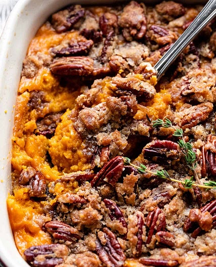 Sweet Potato Casserole Recipe with Pecan Topping