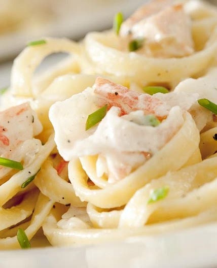 Crevettes à la crème et aux fettucine