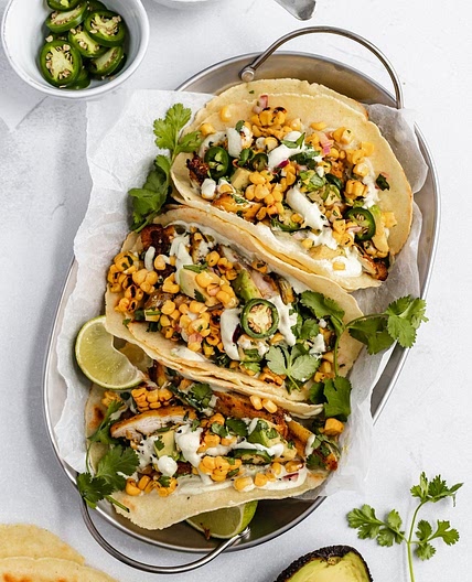 Crazy Good Street Corn Chicken Tacos