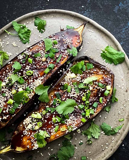 Roasted Asian Eggplant with Gochujang Glaze