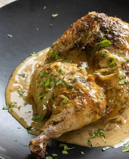 Cornish Game Hen with Whiskey and Cream Sauce