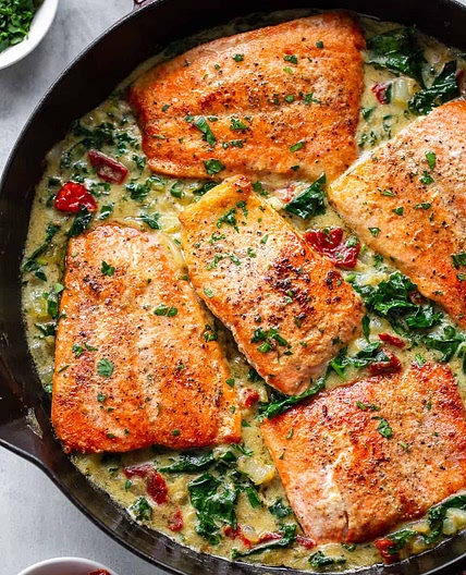 Tuscan Garlic Salmon {Whole30, Paleo}
