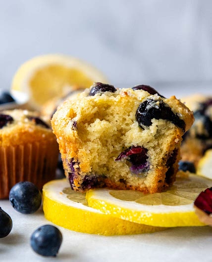 Impossibly Fluffy Almond Flour Blueberry Muffins