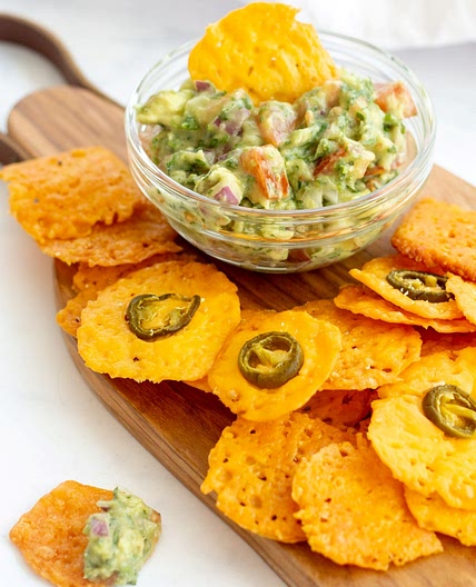 Keto Cheese Chips and Guacamole