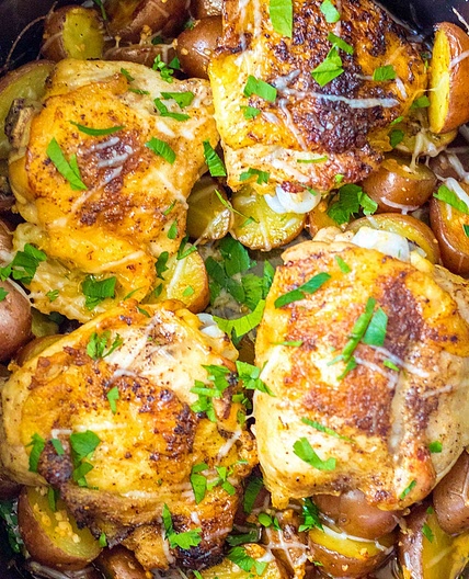 Slow Cooker Garlic Parmesan Chicken and Potatoes