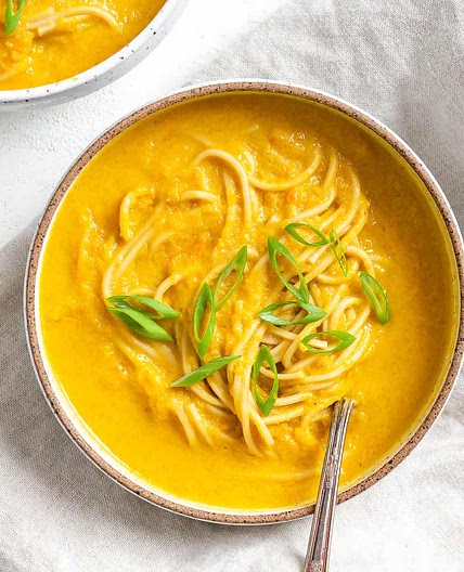 Curried Carrot Soup with Noodles