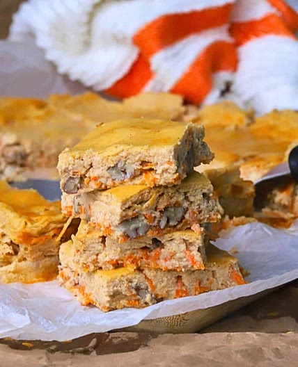 Cottage Cheese Carrot Cake Cheesecake Bars