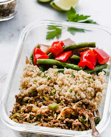 Ground Turkey Cauliflower Rice Veggies Bowls (Meal-Prep)