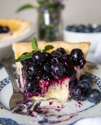 Creamy Blueberry Custard Pie With Buttermilk