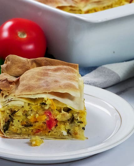 Veggie Bulgur Pie with Filo