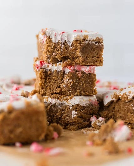 Healthy Peppermint Sugar Cookie Bars (Refined Sugar Free, Gluten Free, High Protein)