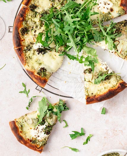 Homemade Pesto Pizza with Fresh Veggies