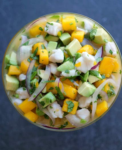 Sea Bream Fish Ceviche with Mango and Avocado (Ceviche de pescado con mango y aguate)