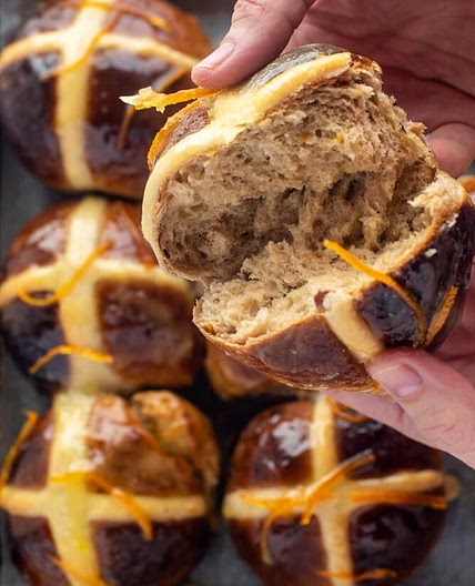 Orange, date and Cardamom Hot Cross Buns