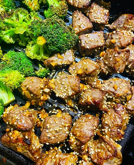 Air Fryer Teriyaki Steak and Broccoli