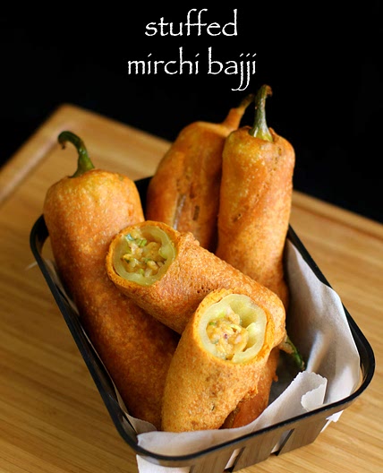 stuffed mirchi bajji recipe | stuffed menasinakai bajji | milagai bajji recipe