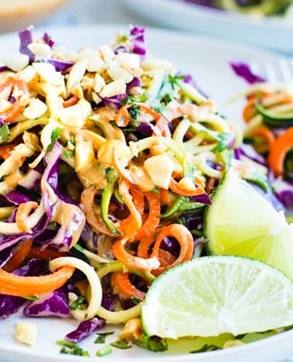 Thai Zucchini Noodle Salad with Cabbage | Vegan + Gluten-Free