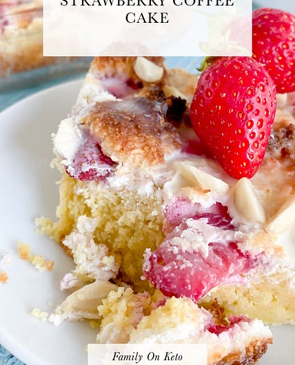 Keto strawberry coffee cake