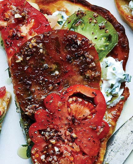Falafel-Spiced Tomatoes and Chickpeas on Flatbread