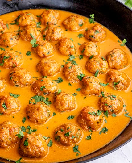 Thai Chicken Meatballs with Peanut Sauce