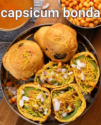 capsicum bajji recipe | stuffed capsicum bonda | stuffed capsicum pakora