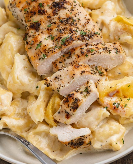Asiago Tortelloni Alfredo with Grilled Chicken