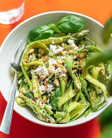 Shaved Asparagus Noodles With Pesto