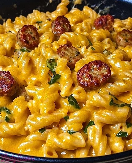 One-Pan White Cheddar Ranch Sausage Magic Pasta