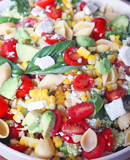 Corn Avocado Salad with Lemon Feta Vinaigrette