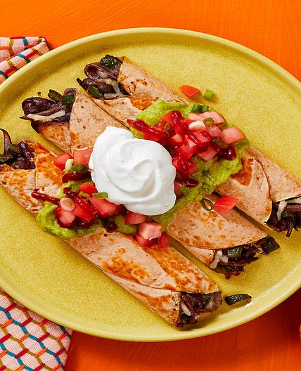 Black Bean and Poblano Flautas with Guacamole and Pico de Gallo