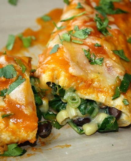 Black Bean Spinach Enchiladas