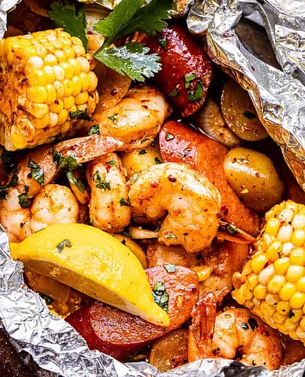 Grilled Shrimp Boil in Foil Packets