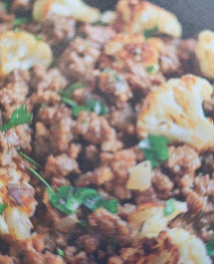 Ground beef and cauliflower skillet with