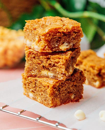 White Chocolate Chickpea Blondies (No Peanut Butter)