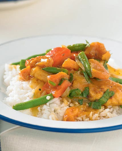 Apricot chicken with rice