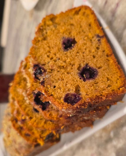 Moist Pumpkin Citrus Loaf with Blueberries