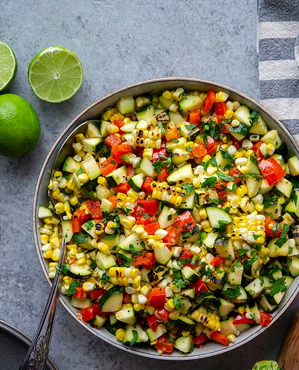 Charred Zucchini Mexican Sweet Corn Salad