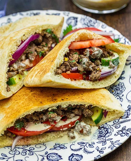 Pita Sandwich with Kofta Seasoned Ground Beef
